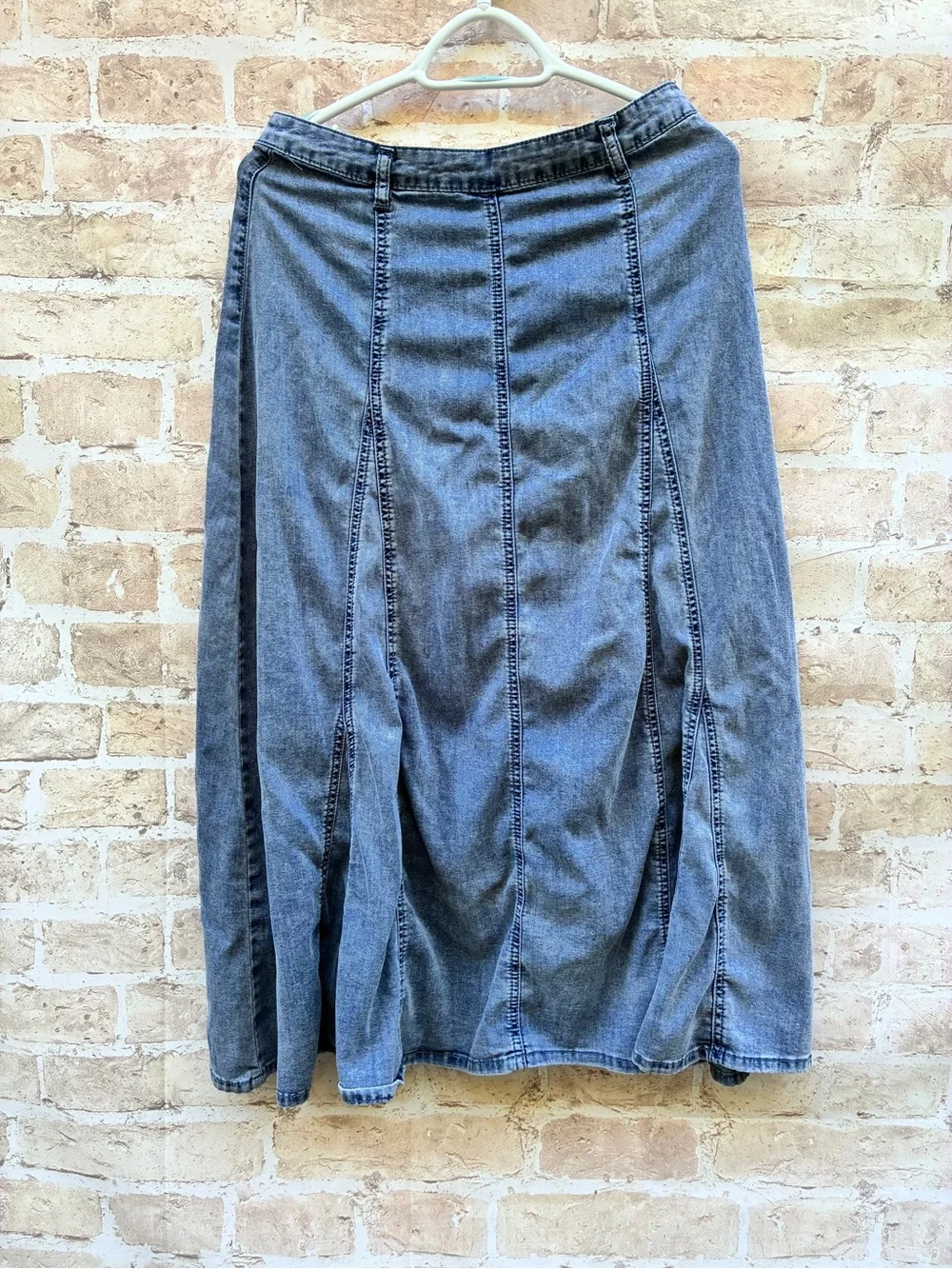 Easel size Medium A Line Washed Denim panel Maxi Skirt